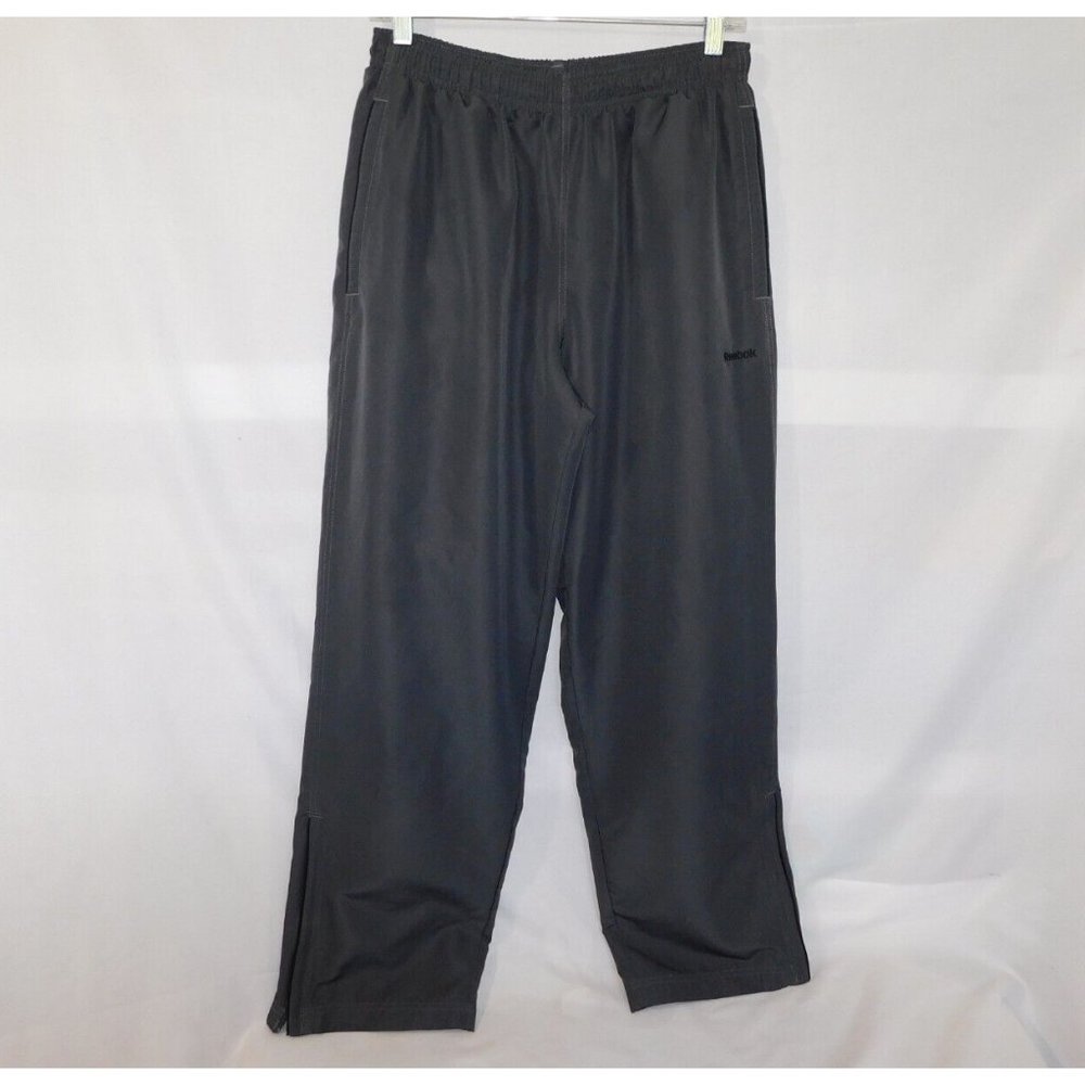 Reebok Mens M Gray Mesh Lined Track Pant windbreaker Ankle Zipper